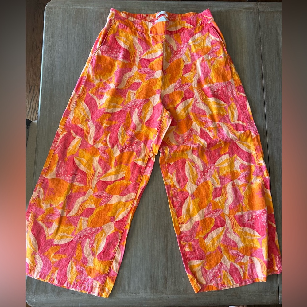 Cynthia Rowley Pink and Orange Linen Pants size L